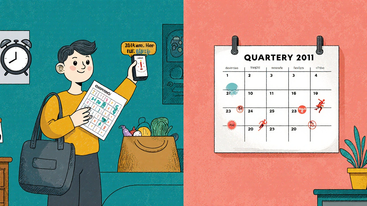 Patient tracking eye health habits and a calendar marking eye‑exam reminders.