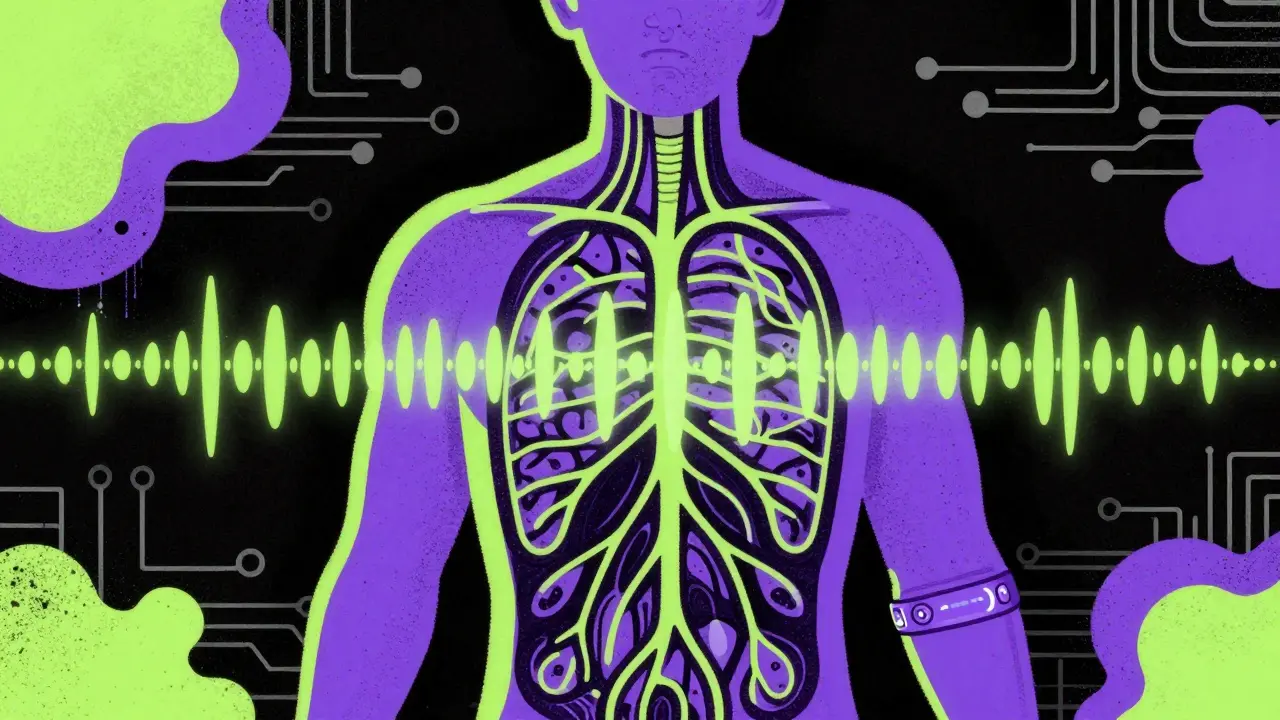 Silhouette wearing wearable tech for neurological rehabilitation.