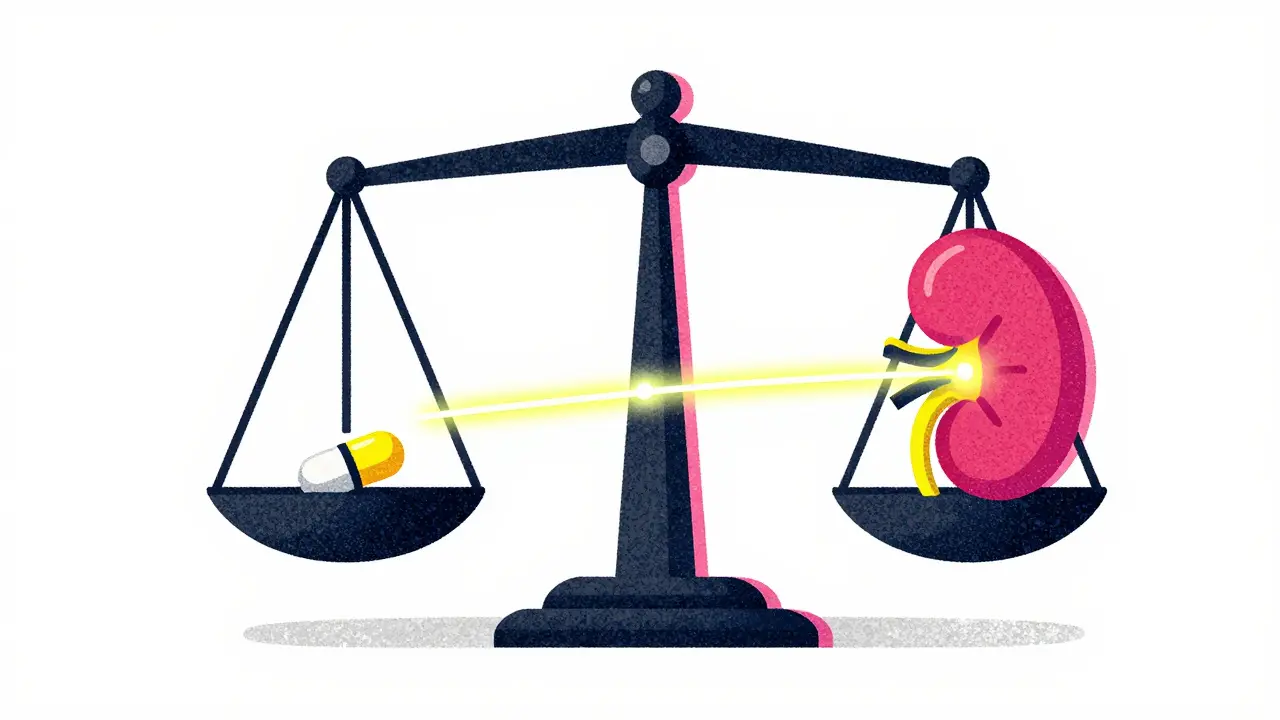 Abstract balance scale showing the narrow therapeutic index for transplant medication